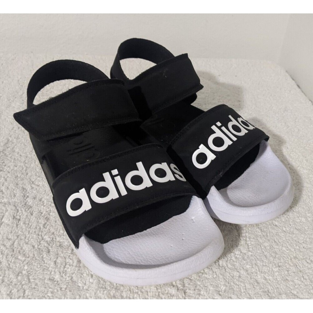 Adidas Adilette Sandals Black & White Cloudfoam Comfort Men's Sz 6